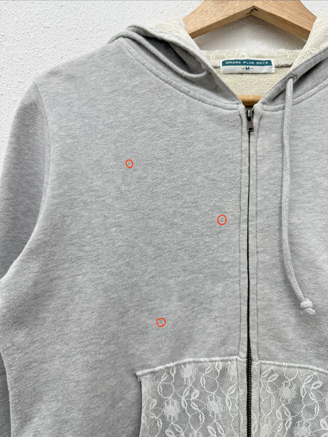 빈티지 그레이 레이스 후드 집업 상품이미지3