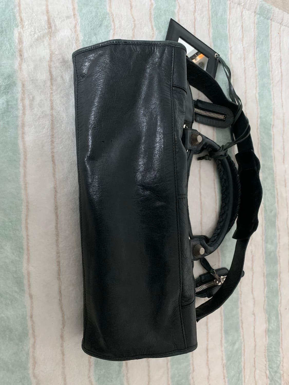 발렌시아가 라지 모터백 블랙 시티백 자이언트 은장 상품이미지4