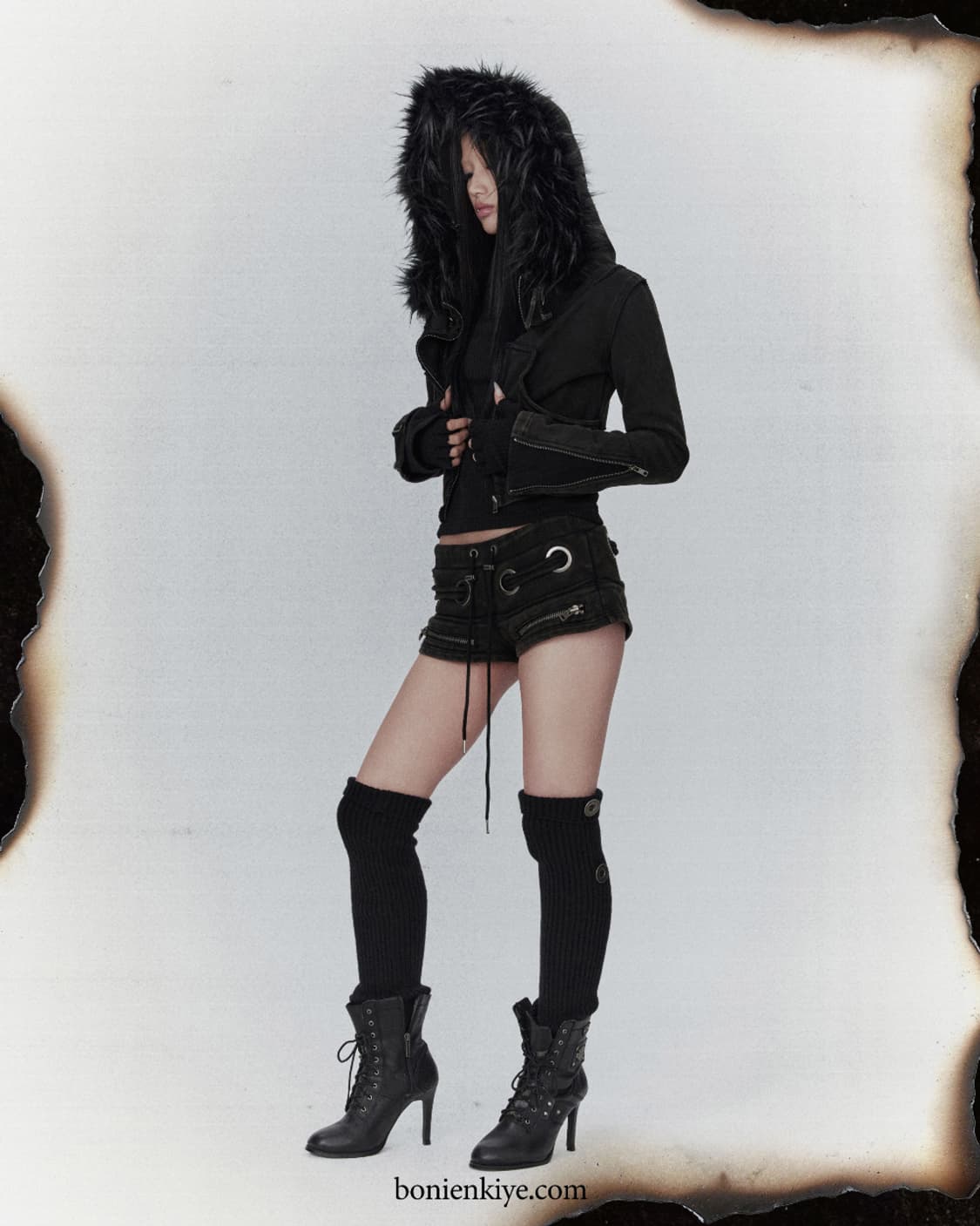 보니앤키예 Bonienkiye 퍼자켓 distressed fur hood 상품이미지3