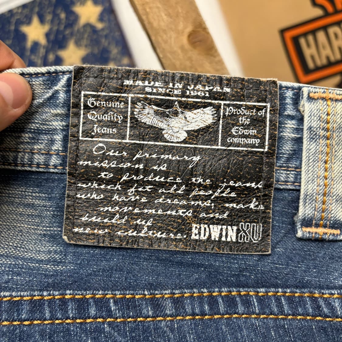 90s 에드윈 XV 네이티브 웨스턴 빈티지 워싱 세미부츠컷 데님팬츠N83 상품이미지8