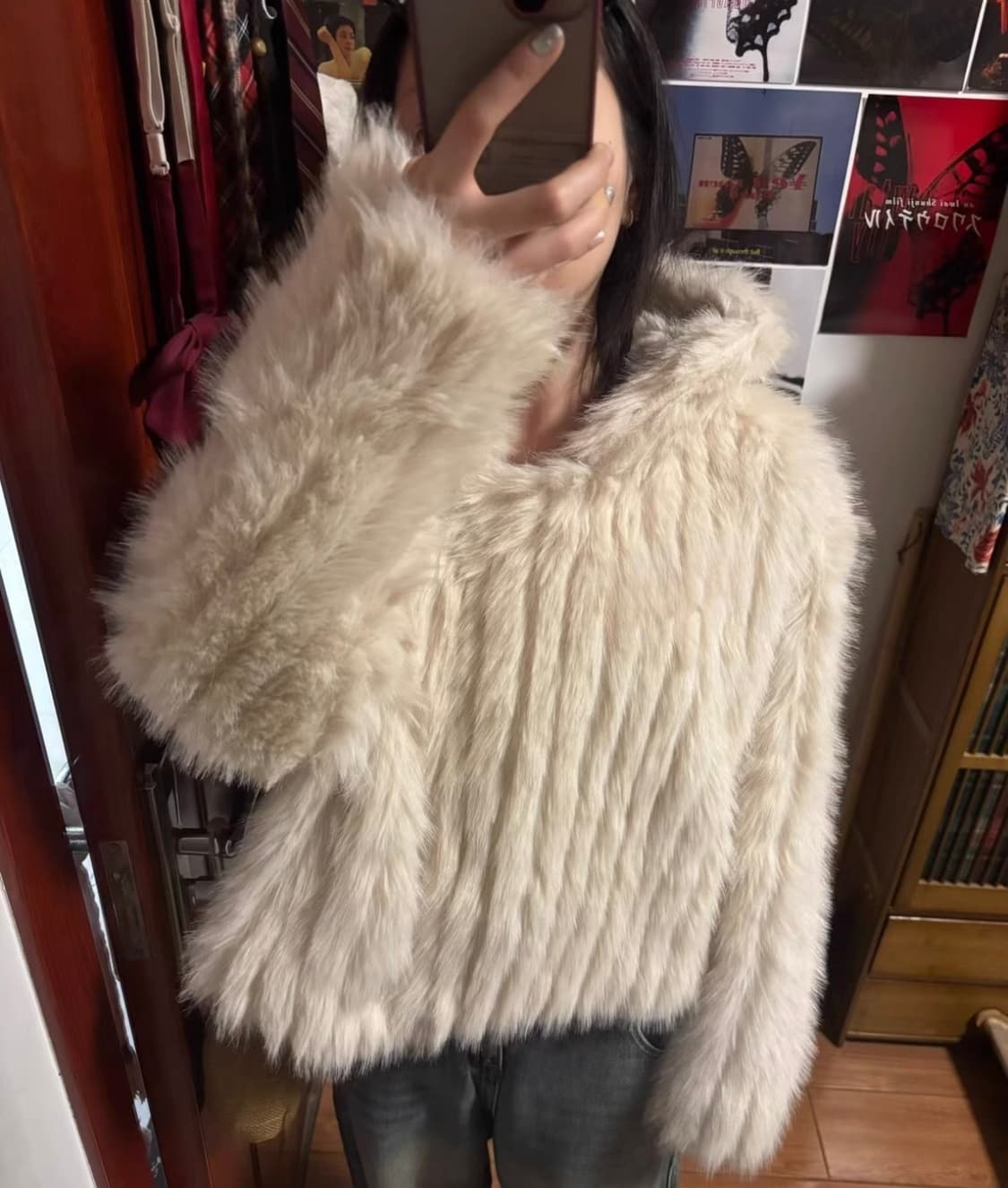 The ranr 더 랜르 아이보리 크롭 숏 퍼자켓 오네갸루 상품이미지7