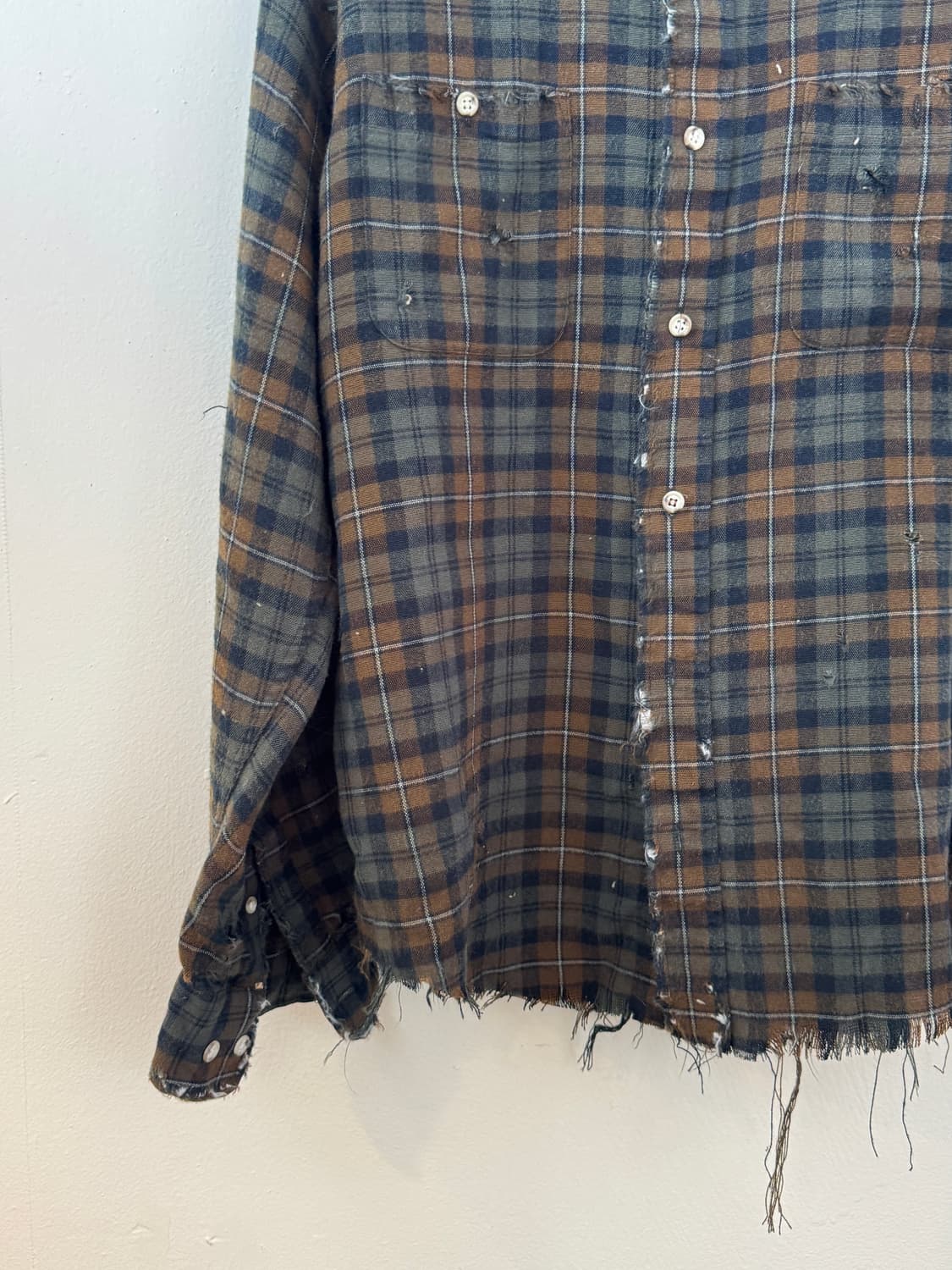 80s flannel repair button up shirt 상품이미지4