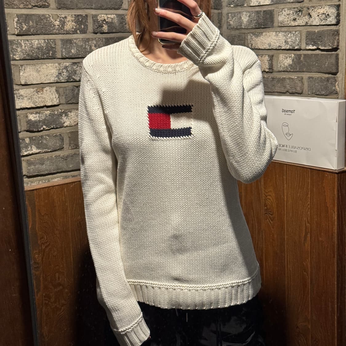 M) 타미힐피거 로고 헤비코튼 라운드넥 니트 상품이미지8