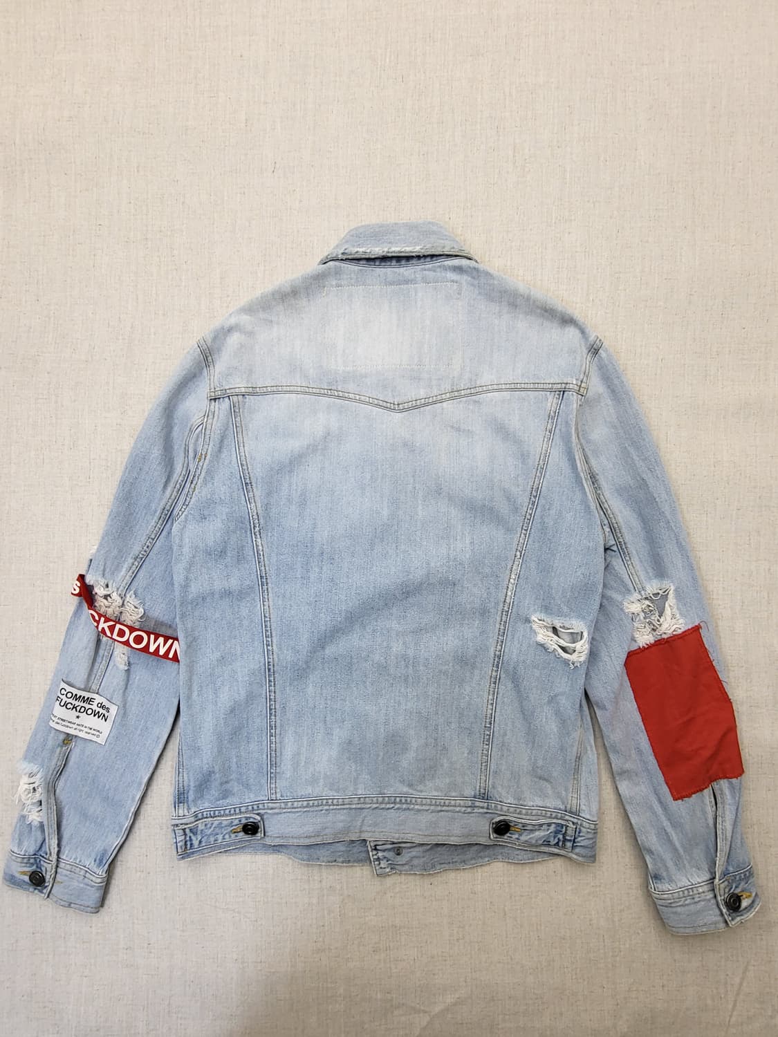 룩다운 데님 자켓 데미지 워싱 m 상품이미지8