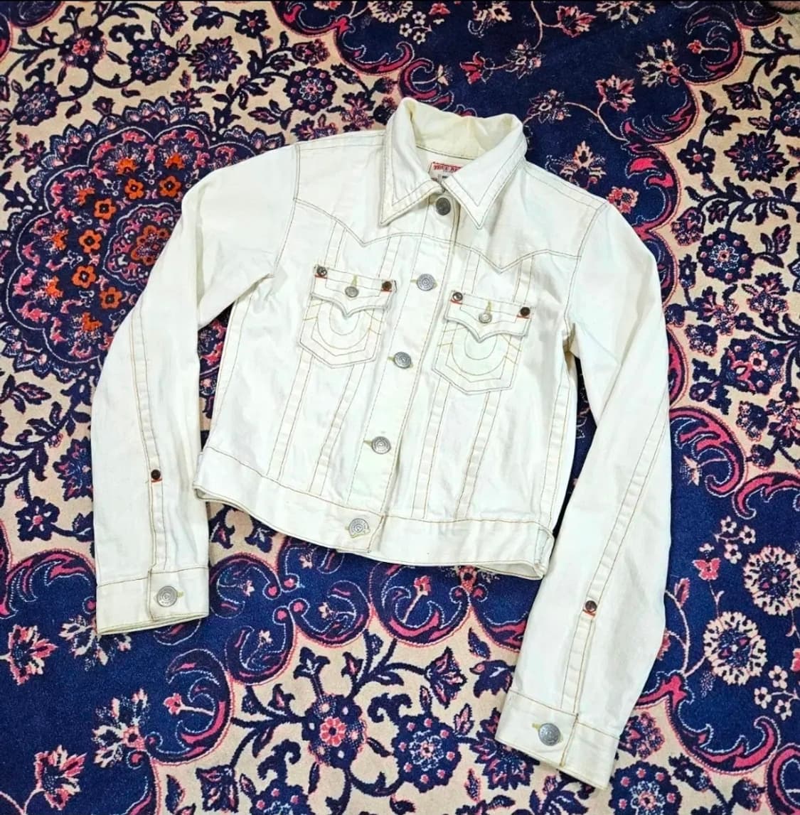 트루릴리젼 y2k 빈티지 JIMMY 화이트 숏 데님자켓 S size 상품이미지1