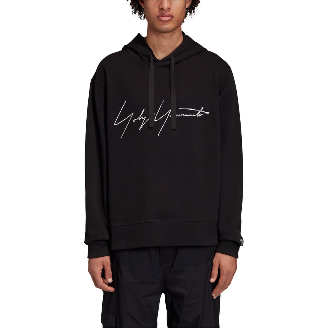 Y-3 요지야마모토 블랙 후드티 프린팅 로고 남녀공용 상품이미지1