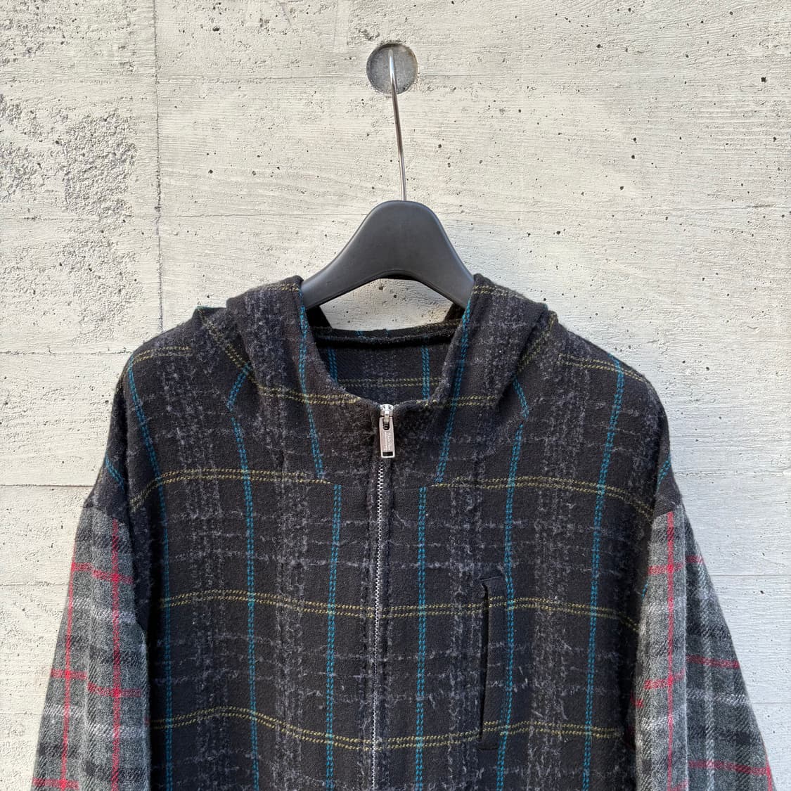 언더커버 블랙 울 체커 후드 자켓 상품이미지2