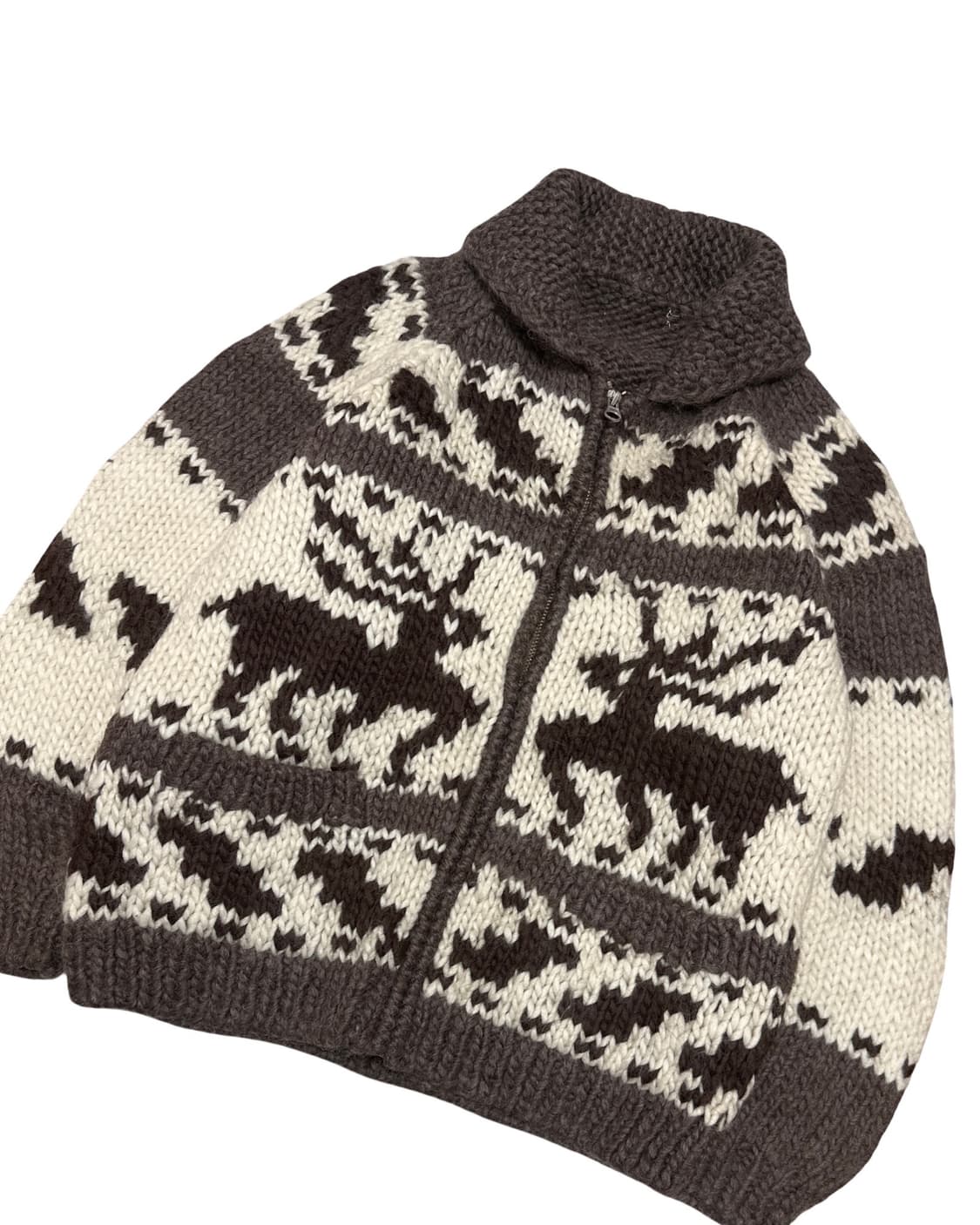 제펜 빈티지 코위찬 헤비울 니트집업 상품이미지3