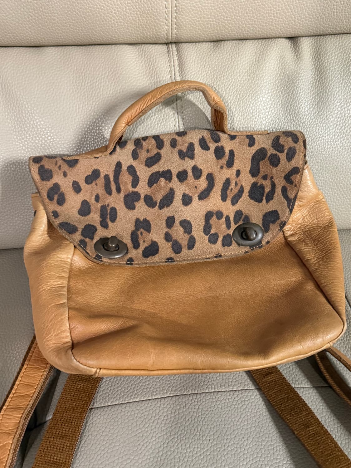 leopard pattern point leather backpack 상품이미지2
