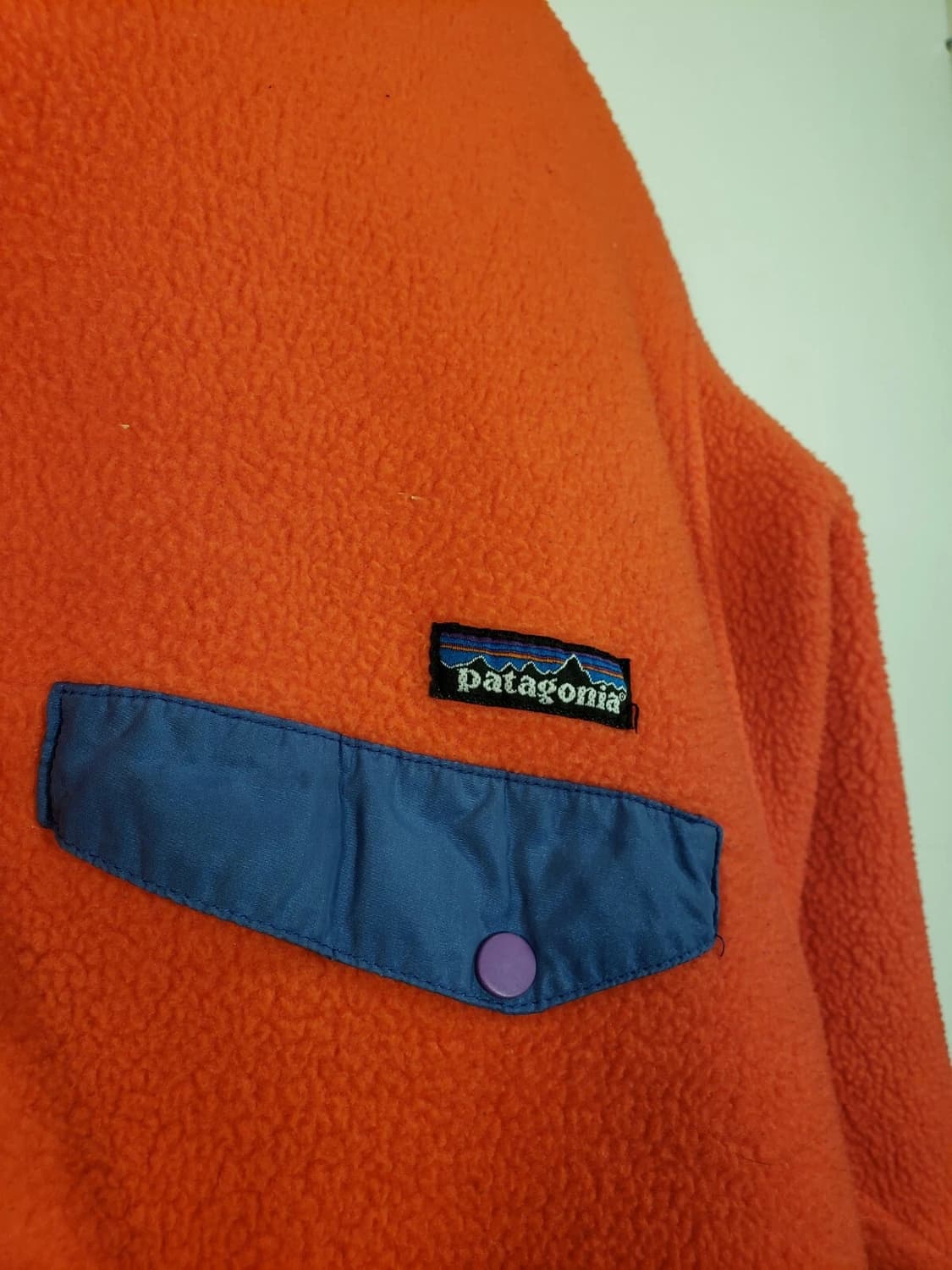 90s 파타고니아 신칠라 스냅-T 오렌지/블루 USA 상품이미지3
