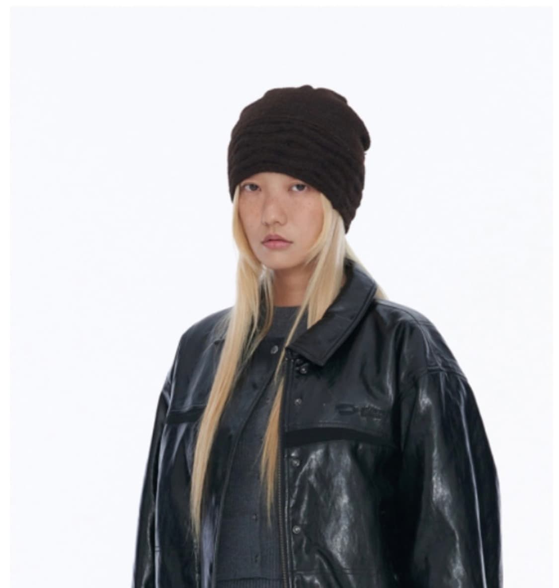 웰빙익스프레스) Oversize Ripple Beanie Brown 상품이미지2