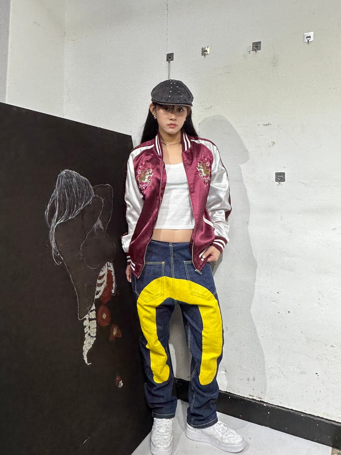 Jpn 일본빈티지 재패니즈 오리엔탈 런 버건지 용 스카잔 자켓 상품이미지2