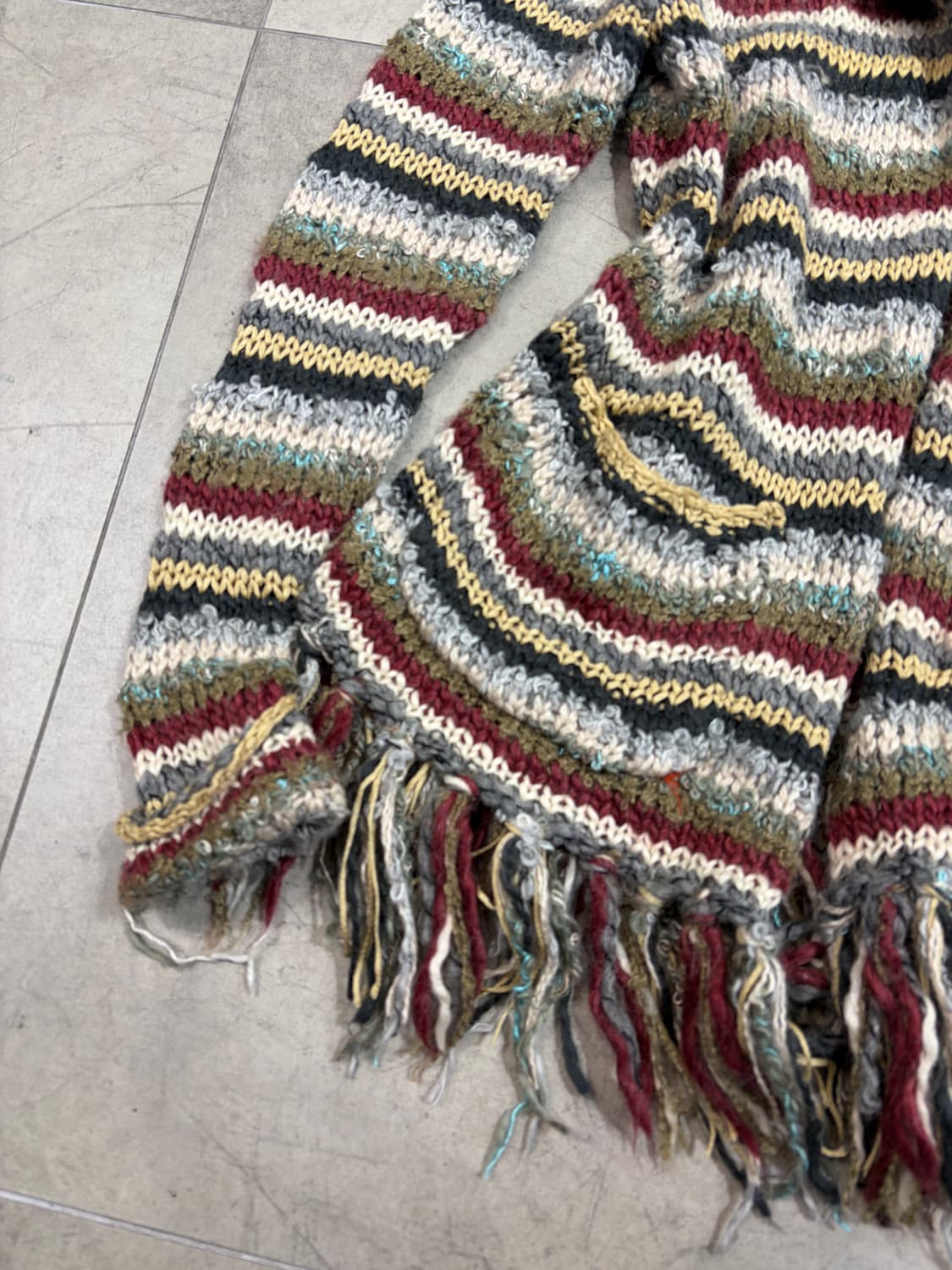 일본 빈티지 히피 무지개떡 테슬 니트 오픈 롱가디건  상품이미지2