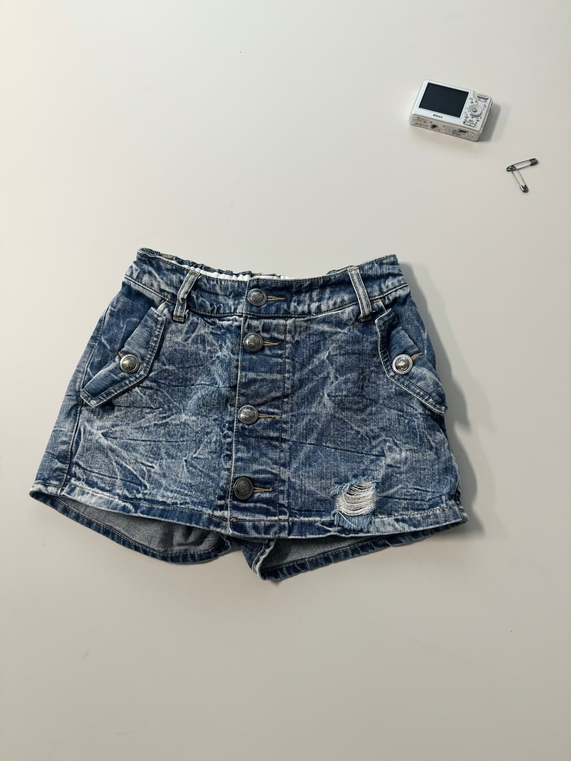 워싱 데님 포켓 스커트팬츠 상품이미지7