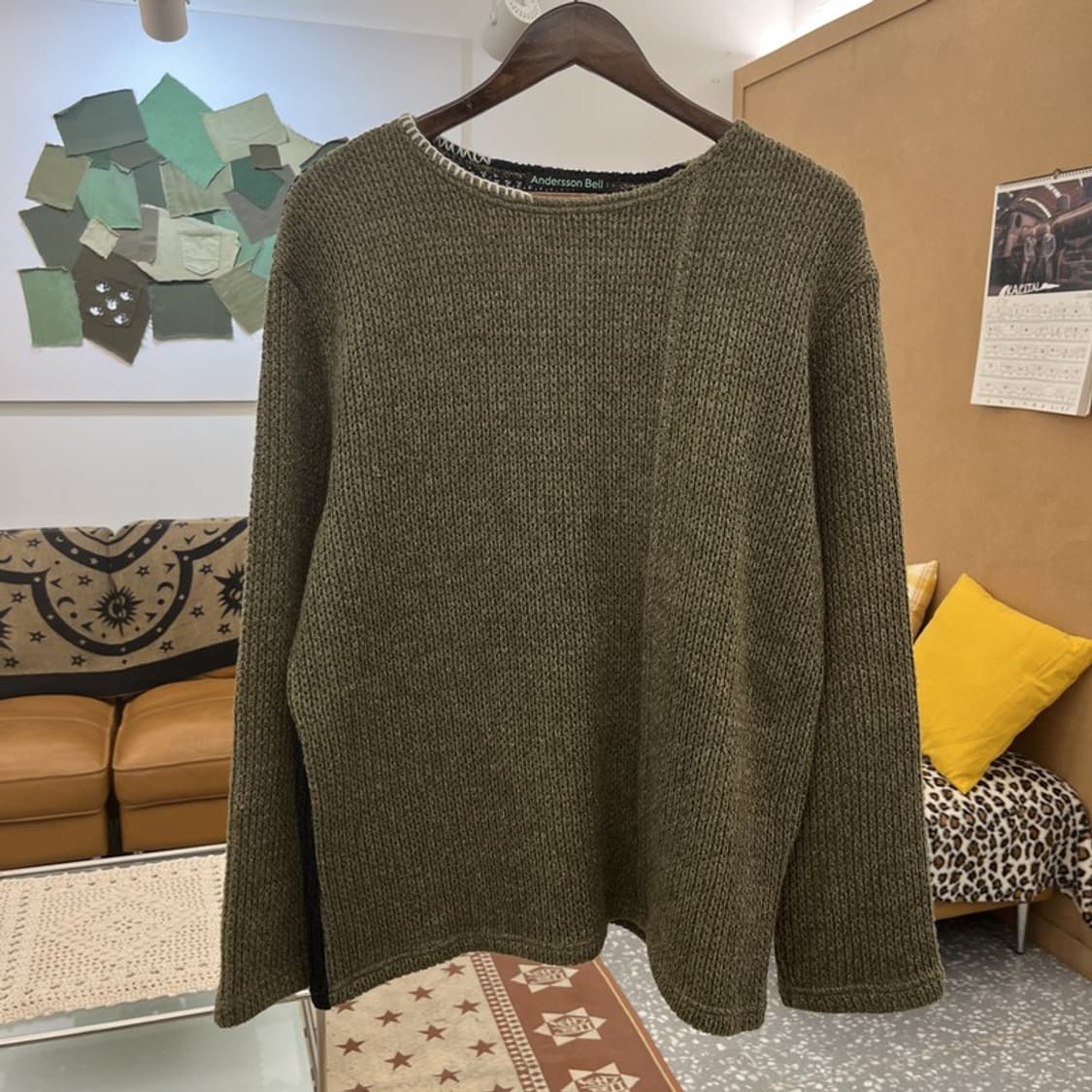 앤더슨벨 캐주얼 스트릿 배색 콘트라스트 보트넥 니트 S C10268 상품이미지3