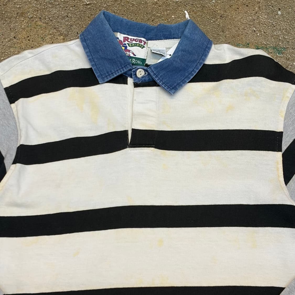 90s Made in USA 빈티지 스트라이프 오리지널 럭비티 카라티 상품이미지3