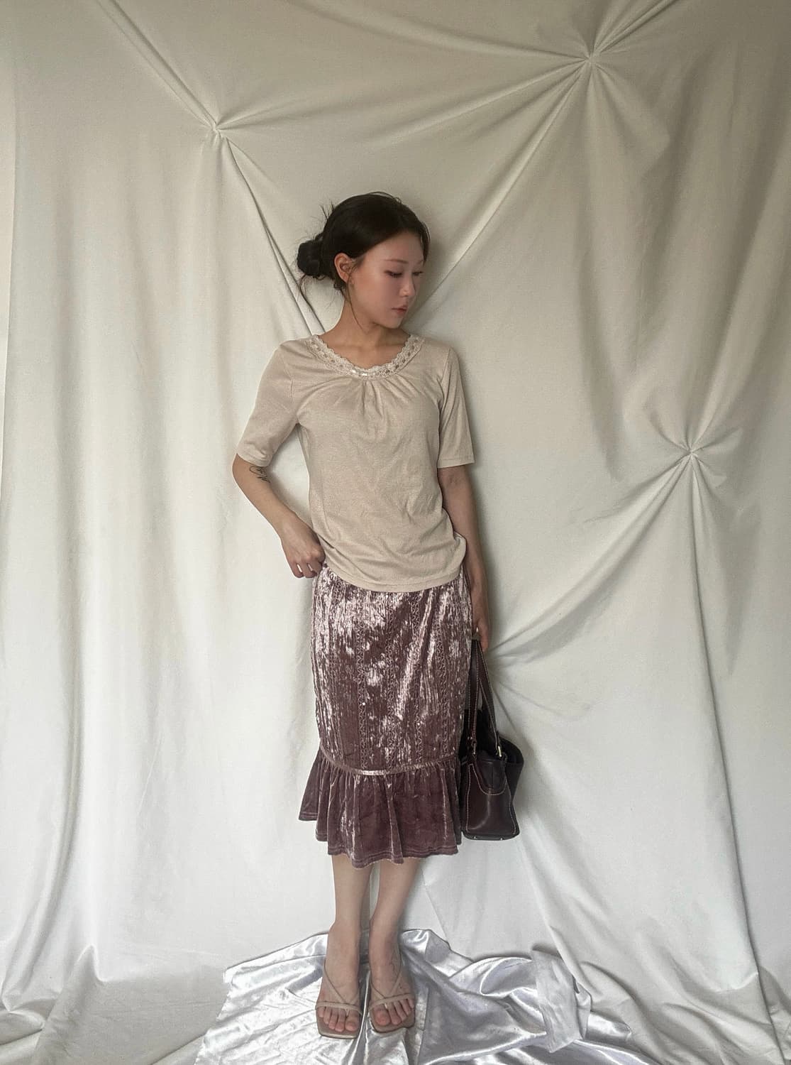 스팽글 연보라 스커트 상품이미지3