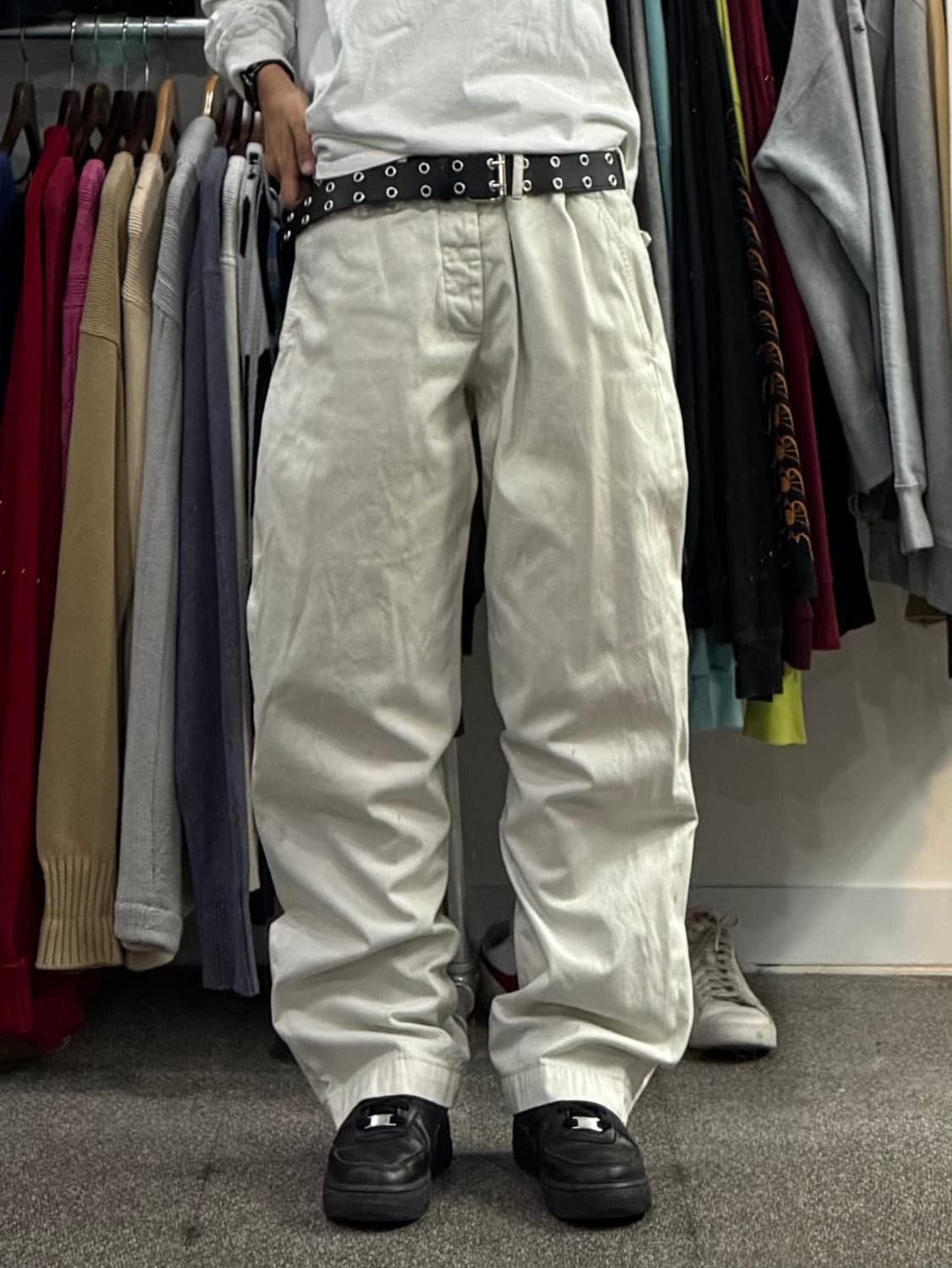 프라다 화이트 코튼 팬츠 상품이미지5