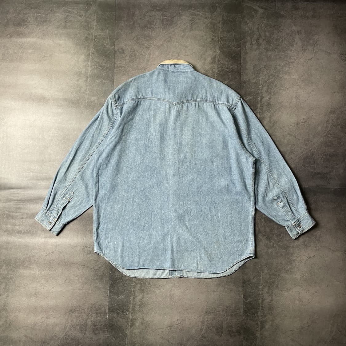 FLUID 빈티지 레더 트리밍 투톤 코튼 데님셔츠 A00417 상품이미지6