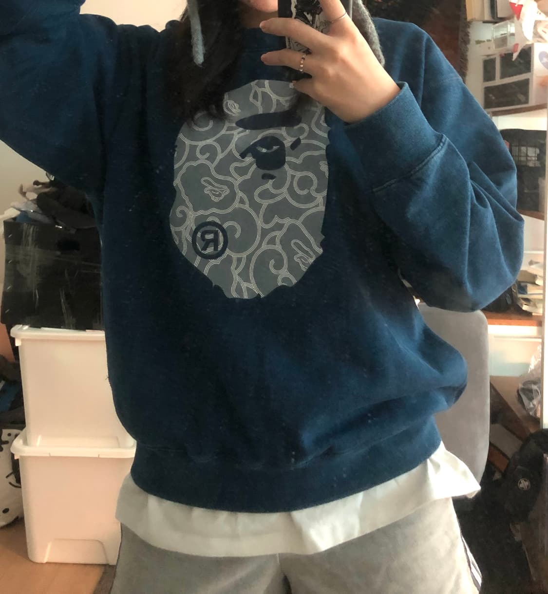 BAPE Big Ape Head Indigo Cloud Camo Crew 상품이미지3