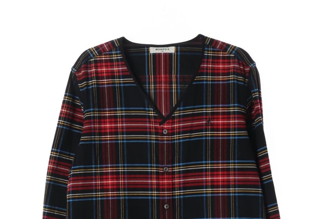 빈폴 타탄 체크 브이넥 코튼 셔츠 L 상품이미지3