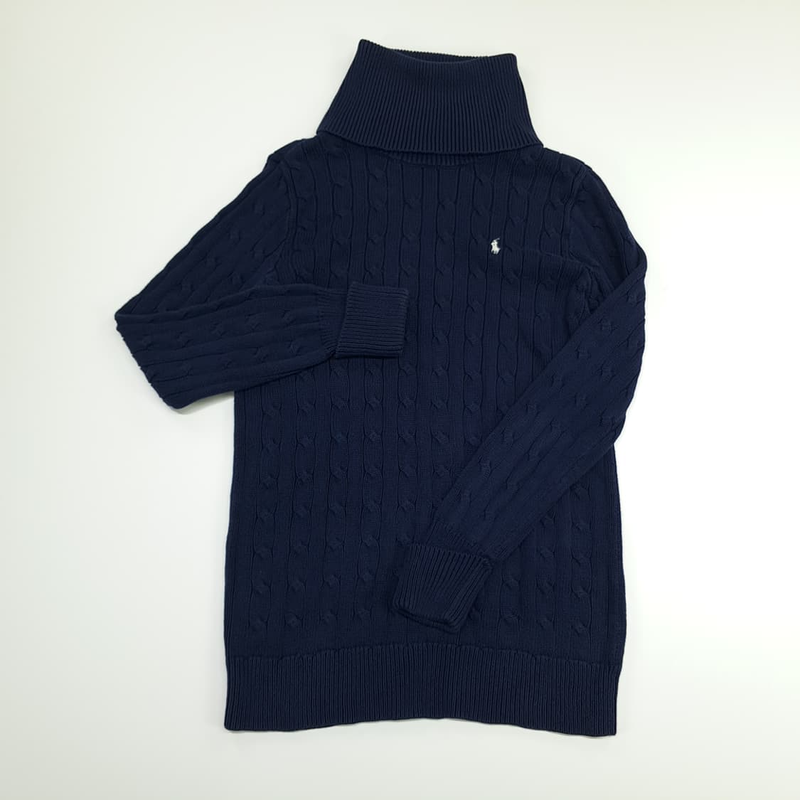 CN704W S 폴로 랄프로렌 다크네이비 터틀넥 케이블 니트 스웨터 상품이미지2