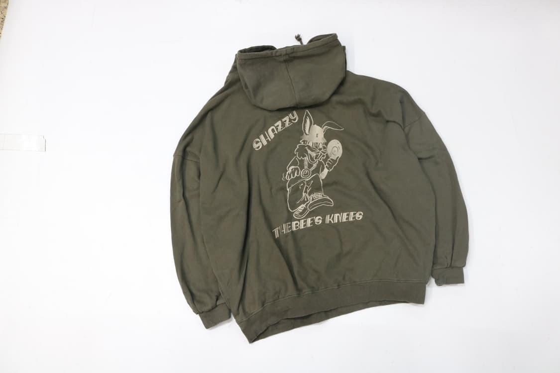 GYDA 제이다 백로고 토끼 자수 카키 오버핏 후드티 상품이미지2