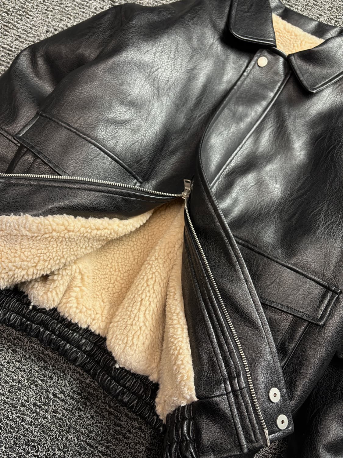 라퍼지스토어 히든 레더 무스탕 레더 봄버 자켓 2490 상품이미지3