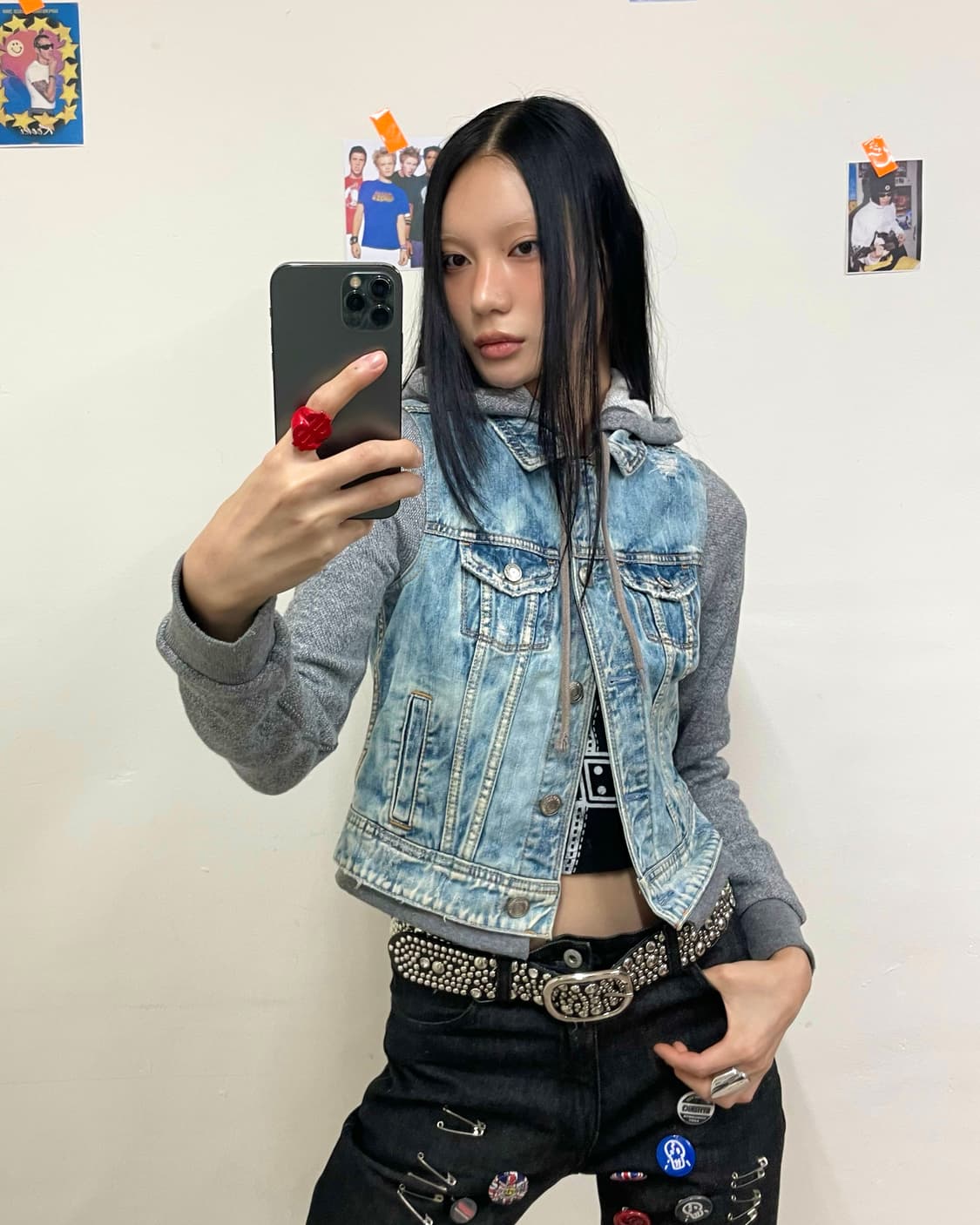  Grey hoodie denim cropped jacket  상품이미지1
