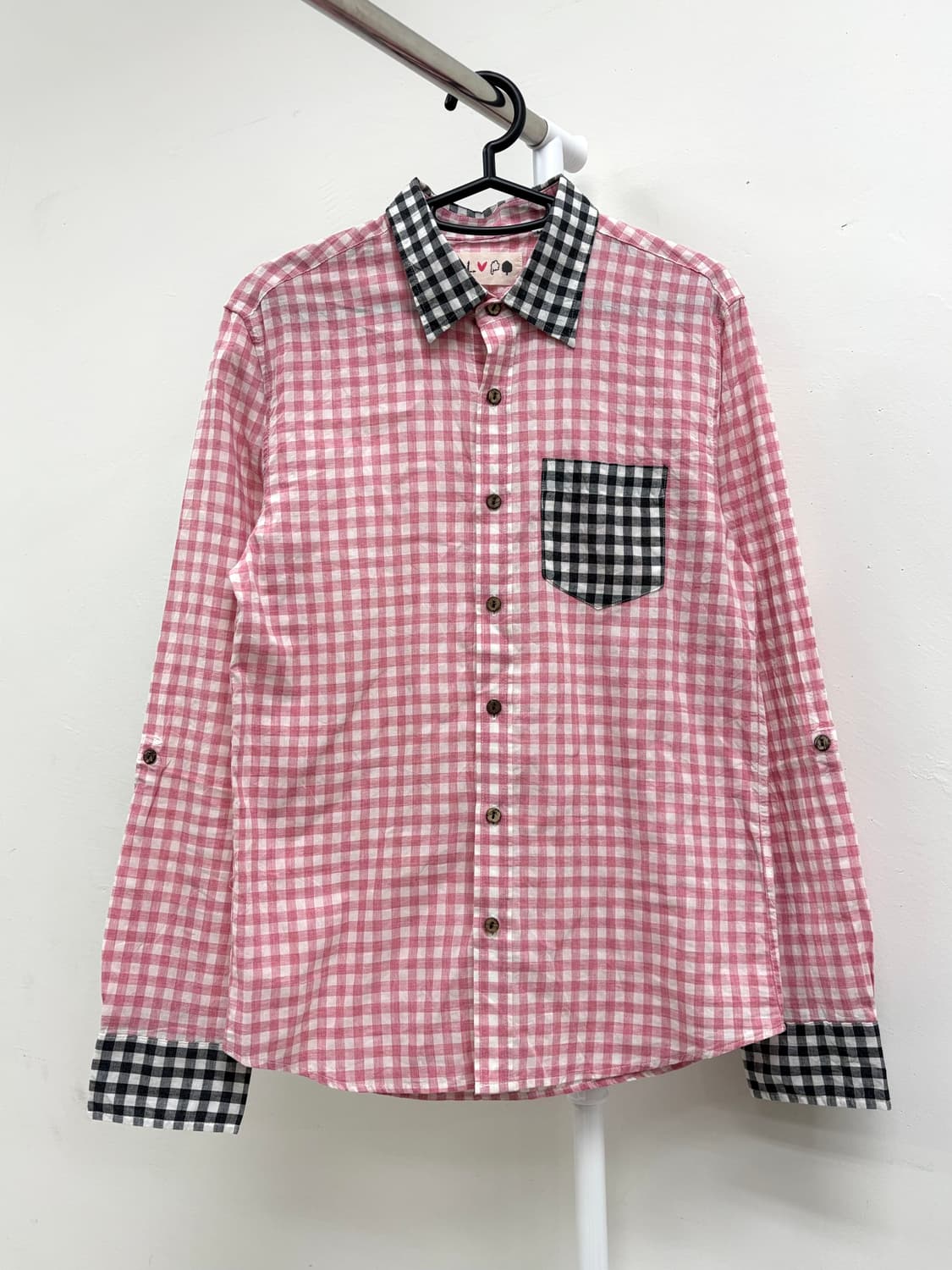 빈티지 키치 핑크 체크 셔츠 상품이미지7