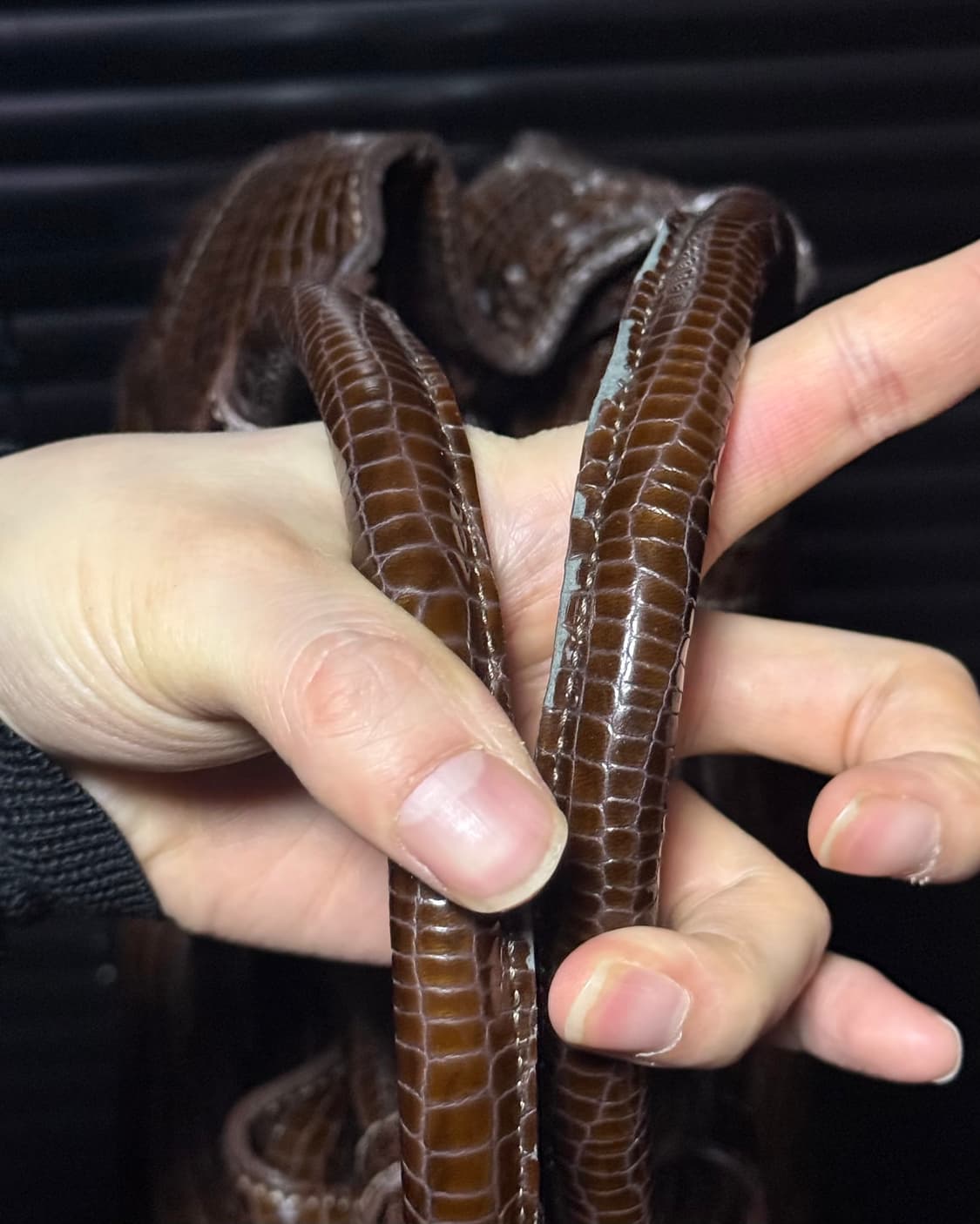 아르마니 꼴레지오니 뱀피 파이톤 pvc 에나멜 가죽 숄더백 에스닉 가방  상품이미지10