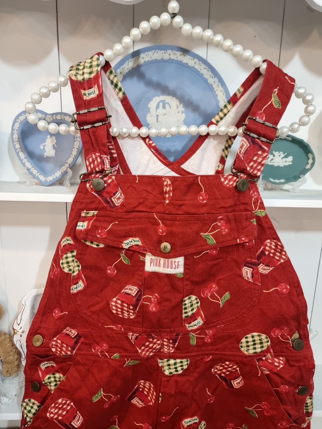 핑크하우스 레드 체리 멜빵바지 상품이미지2