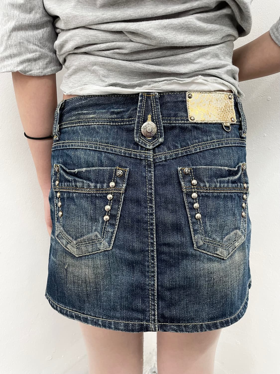 진청 워싱 스터드 스커트 상품이미지6