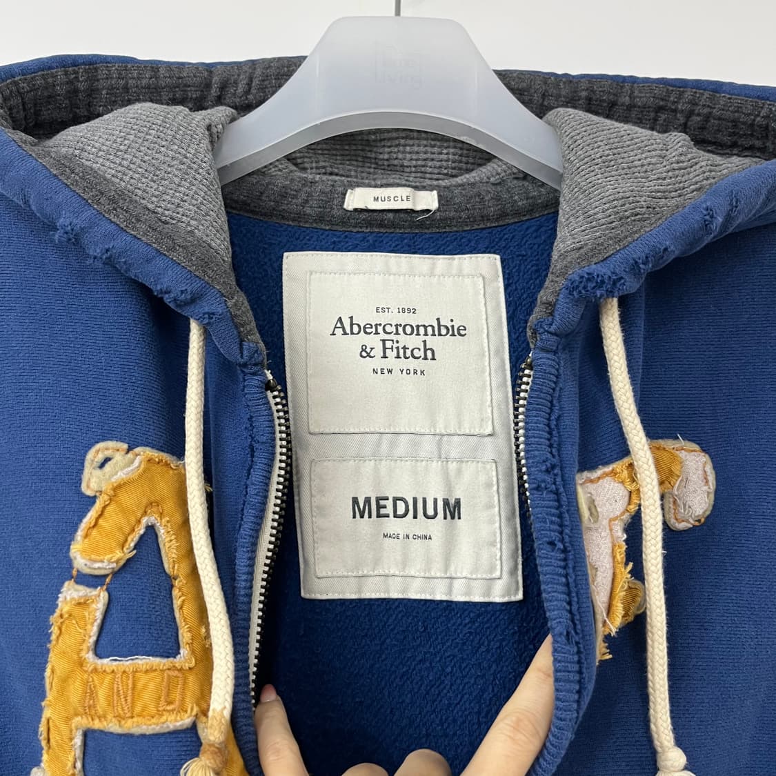 아베크롬비 자수로고 블루 후드집업 상품이미지5