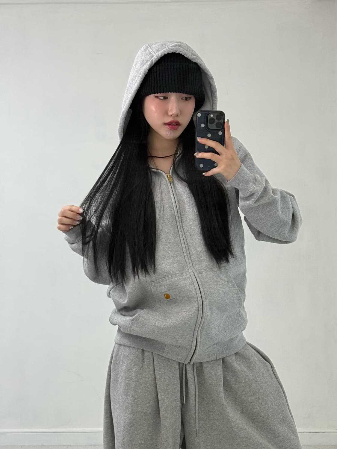 칼하트 그레이 기모 후드집업 상품이미지3