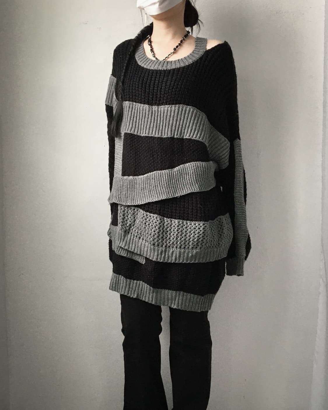 Pattern mixed point knit onepiece 상품이미지8