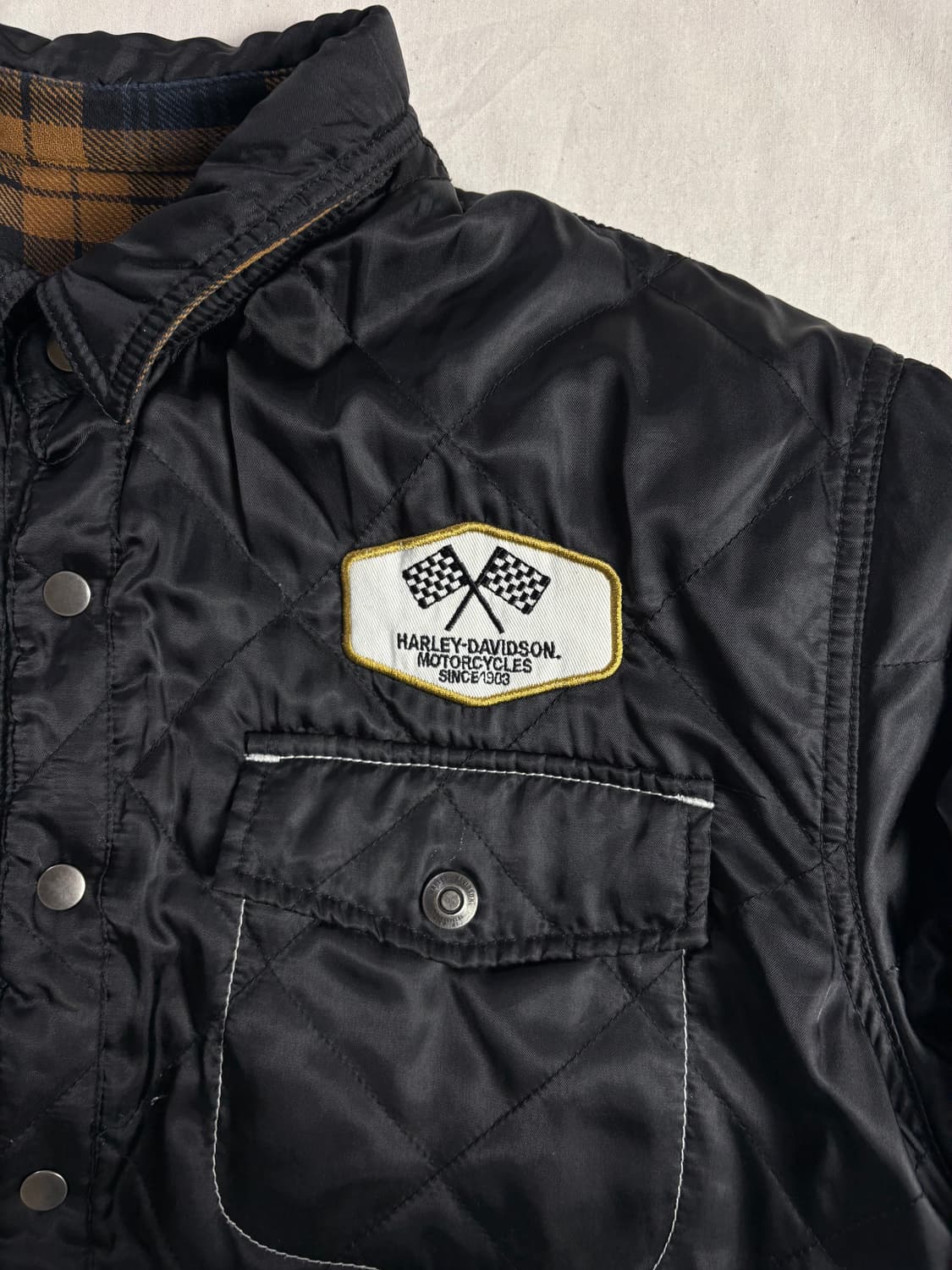 Harley Davidson 할리데이비슨 리버시블 퀼티드 체크 자켓 XL 상품이미지7