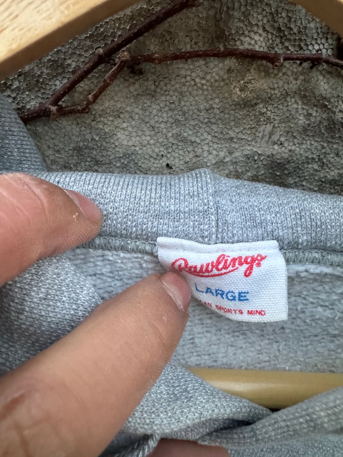 Rawlings 일본 빈티지 와플 플레인 후드티 그레이 후드 후디 l 상품이미지5