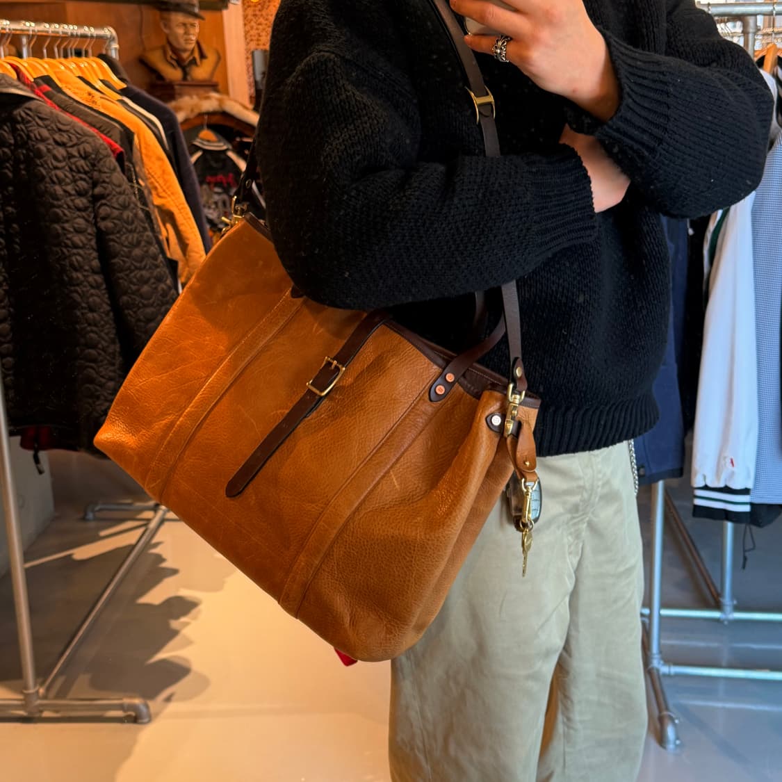 벨에폭 오일풀업 카우레더 빅 토트백 크로스백 상품이미지5