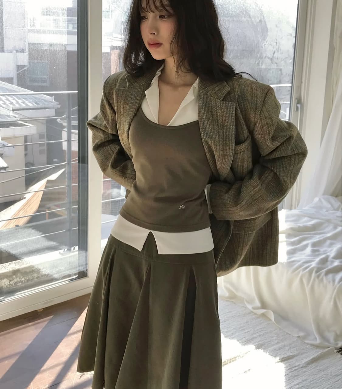 클라우드이모션 바나 레이어탑+스커트 셋업 코디세트 상품이미지6