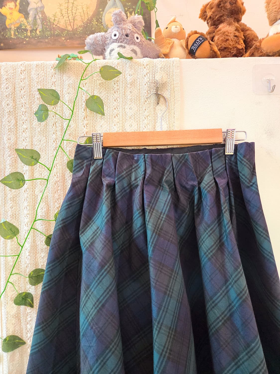 earth music 체크 미디 스커트 상품이미지2