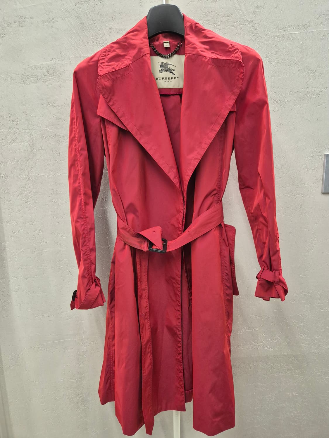 버버리 싱글 트렌치 코트 레드 UK8 상품이미지4