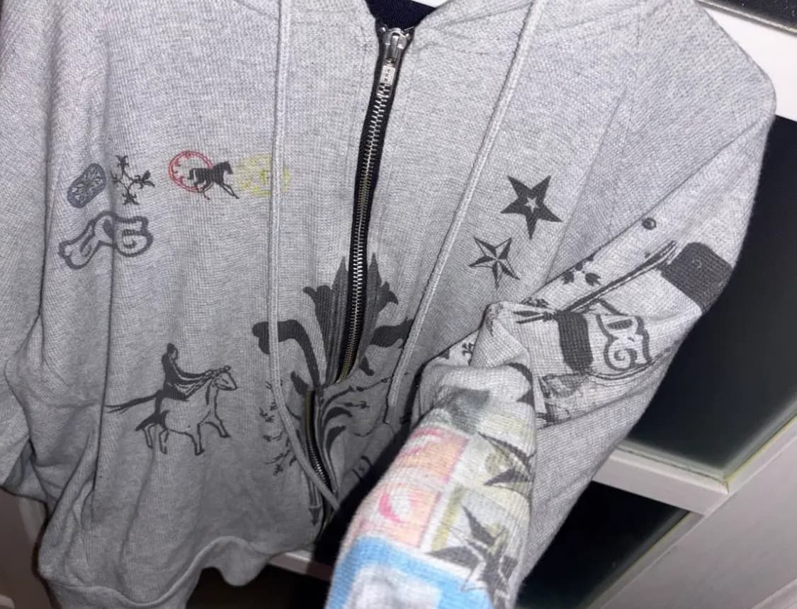 오늘만 급처) (택포) 투머치택스 프린트 와플 후드 집업 상품이미지2