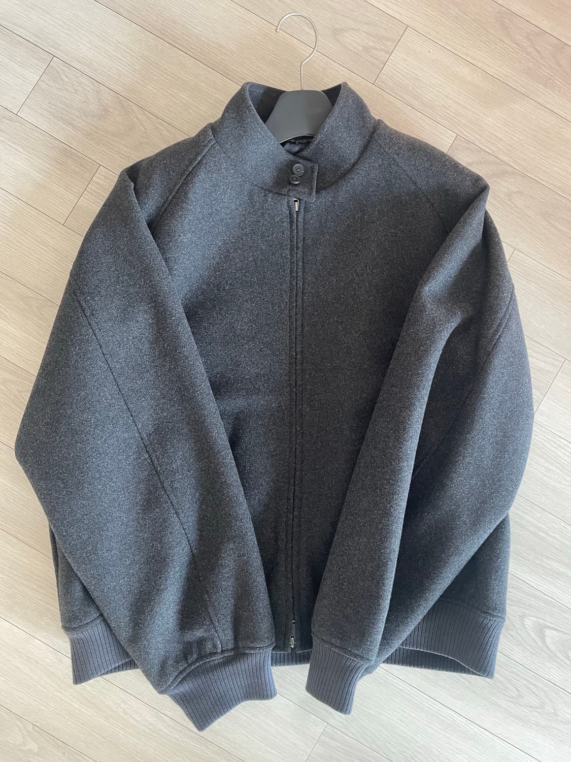 무탠다드 울 블렌드 해링턴 자켓(차콜, XXL) 상품이미지1