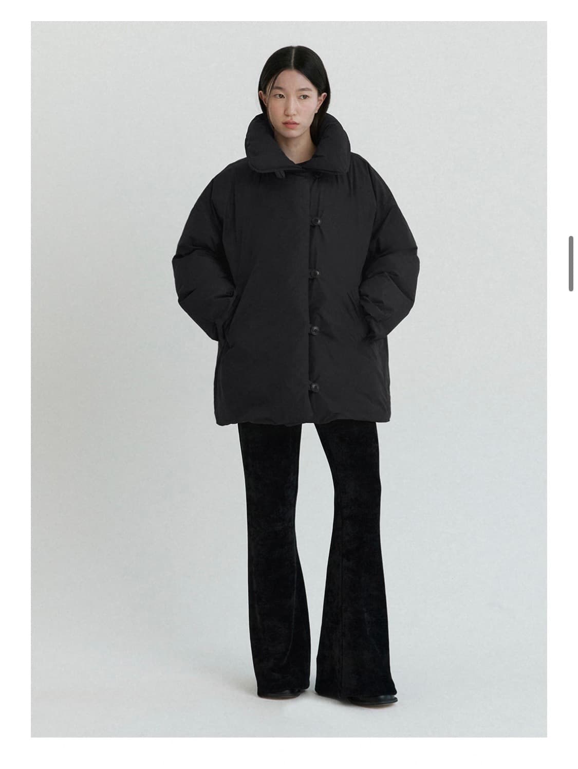 스프링크로커스 덕다운 하프코트 블랙 상품이미지1