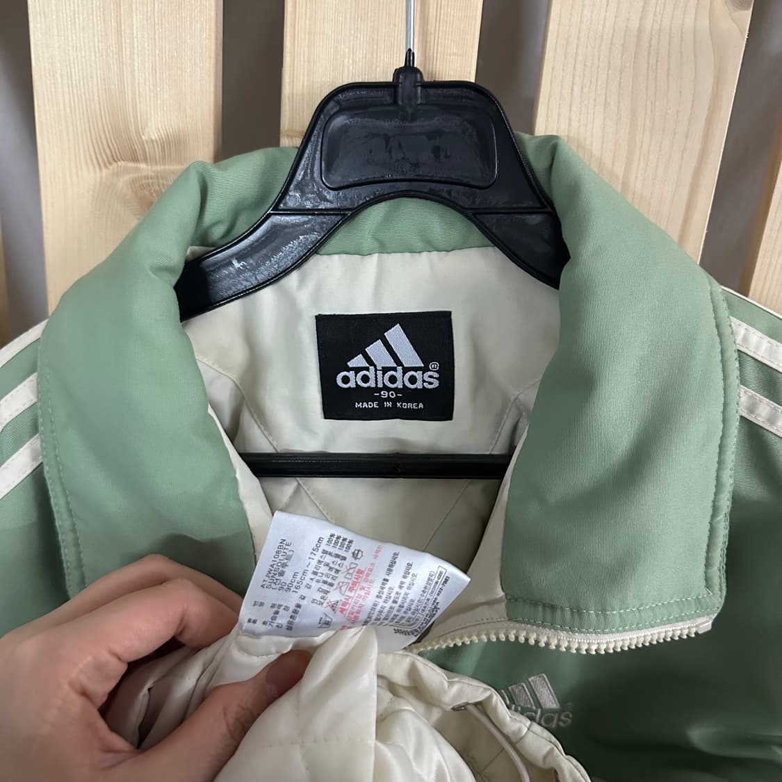 (L) 아디다스 00s 아이보리 민트 누빔 바람막이 자켓 상품이미지6