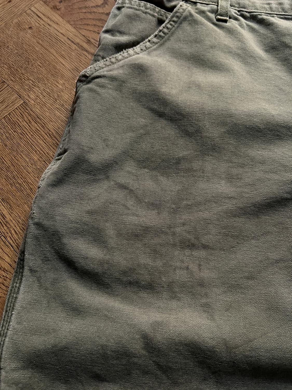 [36]칼하트 Made in USA 더티워싱 모스그린 싱글니 워크 팬츠 상품이미지4