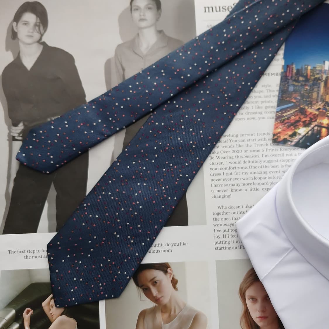 지오송지오 실크 네이비 도트 넥타이 7.6cm A+등급 A18721
 상품이미지2