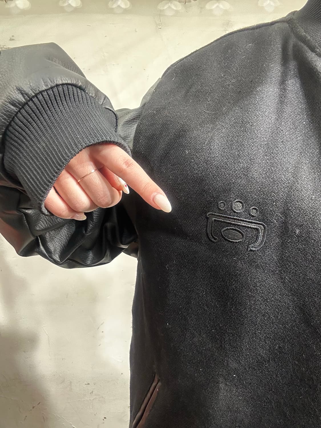 빈티지 블랙 빅 사이즈 비건레더 바시티 자켓 115 상품이미지4