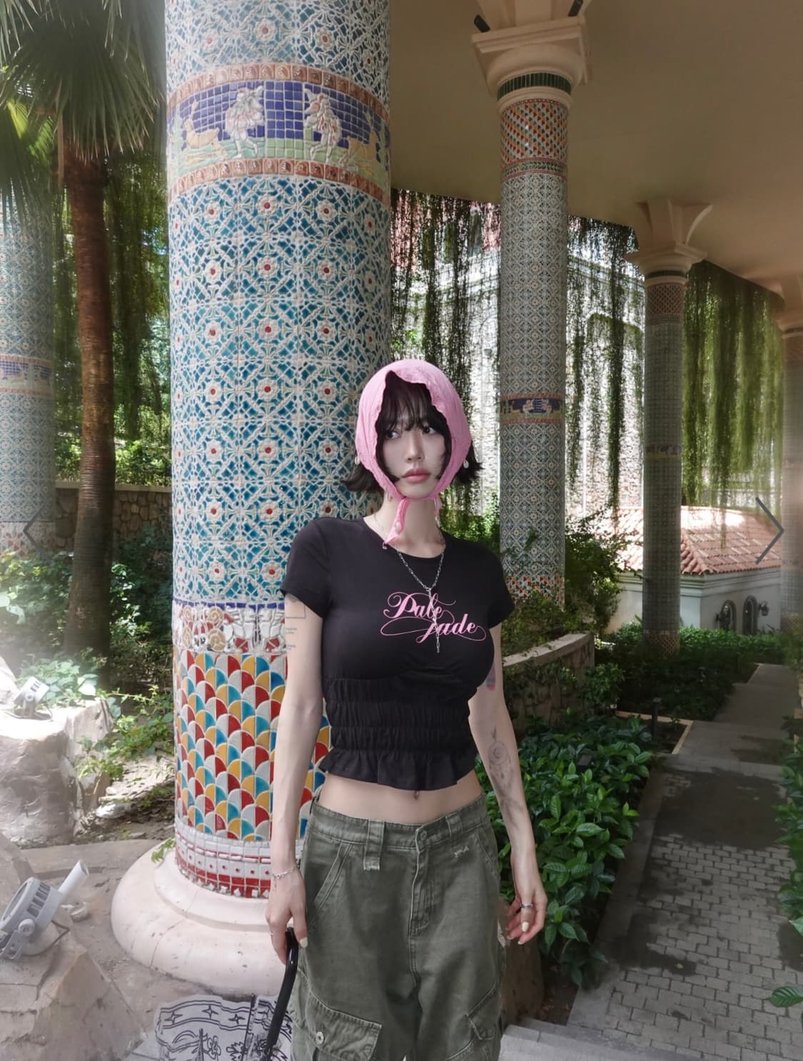 (새상품) 페일제이드 스모크 셔링 핑크 로고 티 블랙 S 상품이미지2